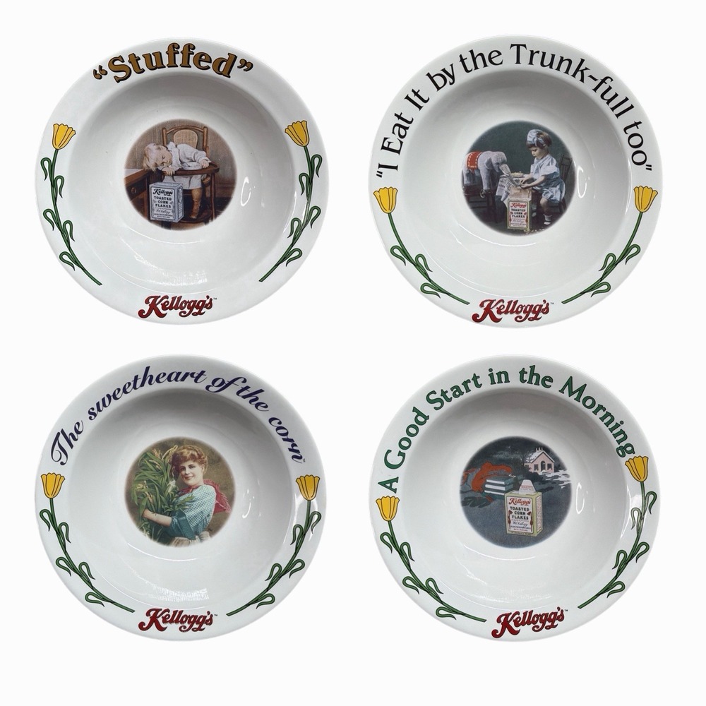VTG 1996 Kellogg's Cereal Bowls Complete Set of 4 new glass breakfast